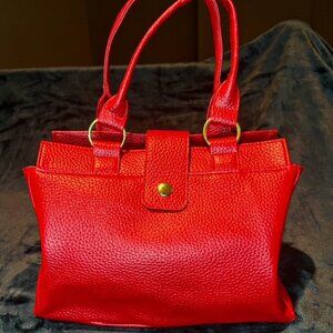 Red Faux Big Leather Bag